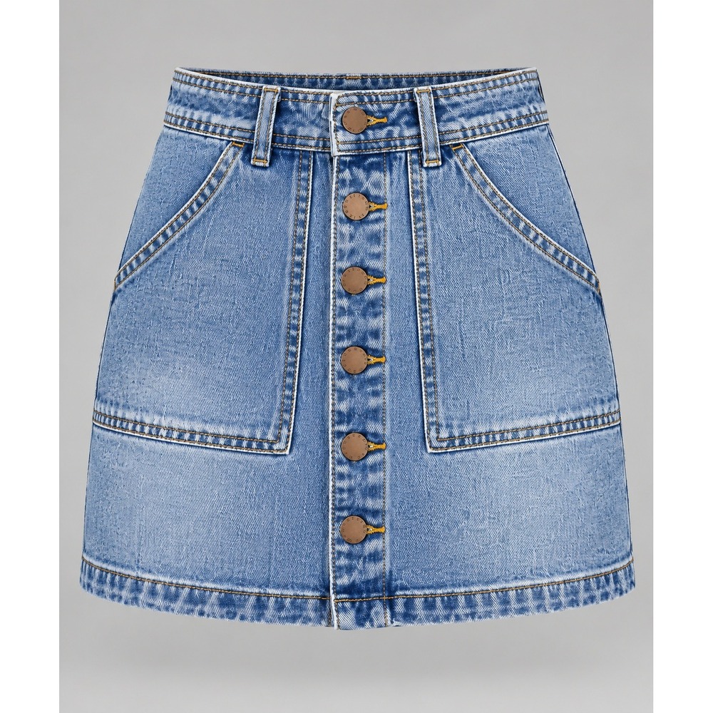 O'Neill Drifter Denim Mini Skirt Button Front Light Wash SP3415008 Size 24